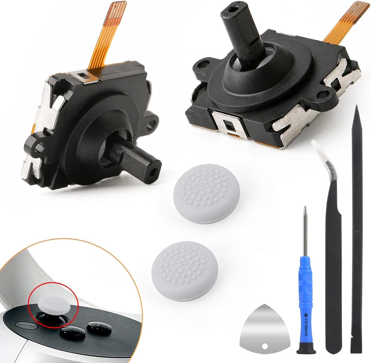 SnelShoppen - 2pcs Joystick Vervanging voor Quest 2 Controller - 3D Analoge Thumbstick Caps - Drift Reparatie met Gereedschap