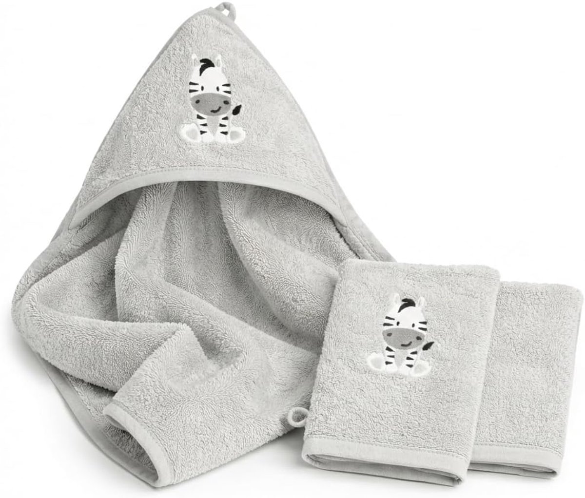 SnelShoppen - Babyhooded Towel Set met 2 Washandjes, Zacht Terry Katoen, OEKO-TEX 100, 100 x 100 cm, Ideaal voor Baby Bad en Verzorging
