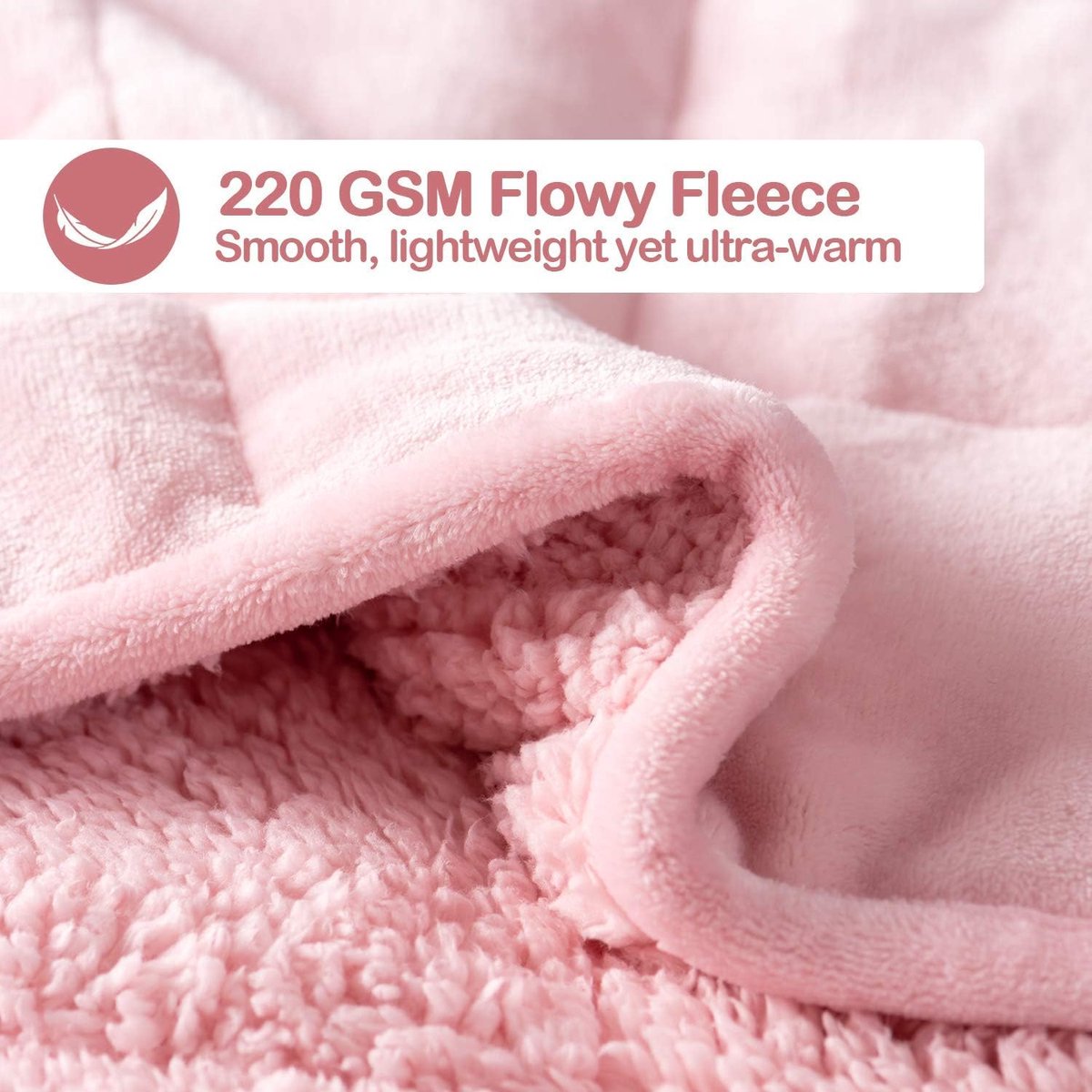 SnelShoppen - Gewatteerde Deken voor Volwassenen 7kg - Sherpa en Flanel - Dubbelzijdig Roze - Extra Warm en Gezellig - 150x200cm - Ideaal voor Slaapba