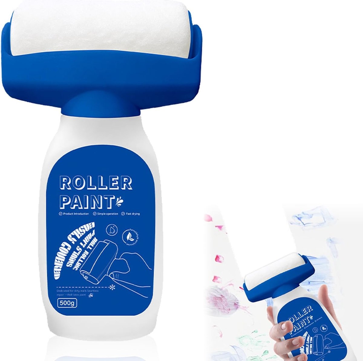 SnelShoppen - Hoogwaardige Verf voor Witte Muren, 500 g Graffiti- en Krassenverf, Blauw, Ideaal voor Beschadigde Wanden, Eenvoudig in Gebruik
