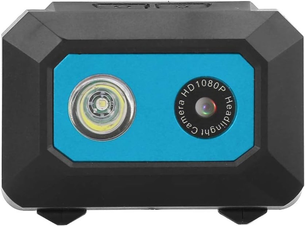 SnelShoppen - Head Camera voor Fietsen Super HD 1080P DV Sportcamera Hoofdmontage Actie Videocamera met LED Verlichting - Zwart Blauw
