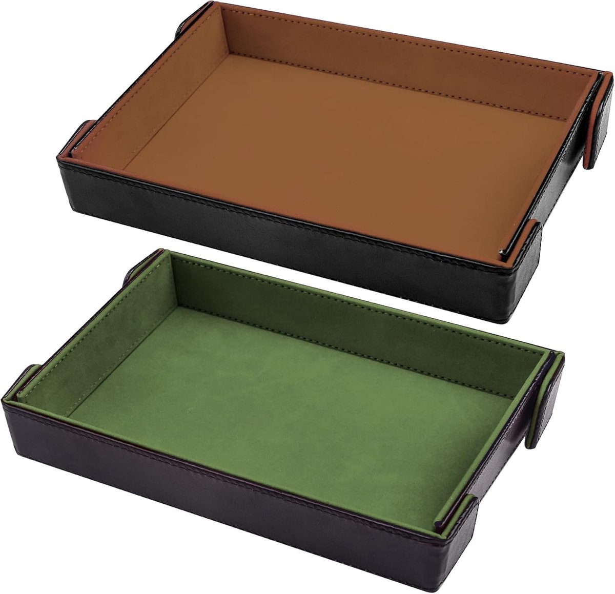 SnelShoppen - 2Pcs Magnetische Dobbelsteen Tray Rectangular Vouwbare Dobbelsteen Rol Tray PU Leer Dice Houder Opslagdoos voor D&D RPG Dobbelspellen (G