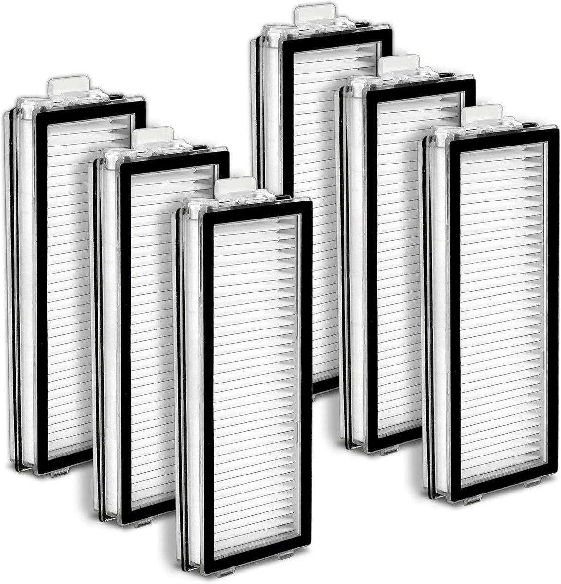 SnelShoppen - 6 Stuks HEPA Filters voor Robotstofzuiger - Vervangingsfilters voor Qrevo Master en Slim - Compatibele Canister en Staande Filters Acces