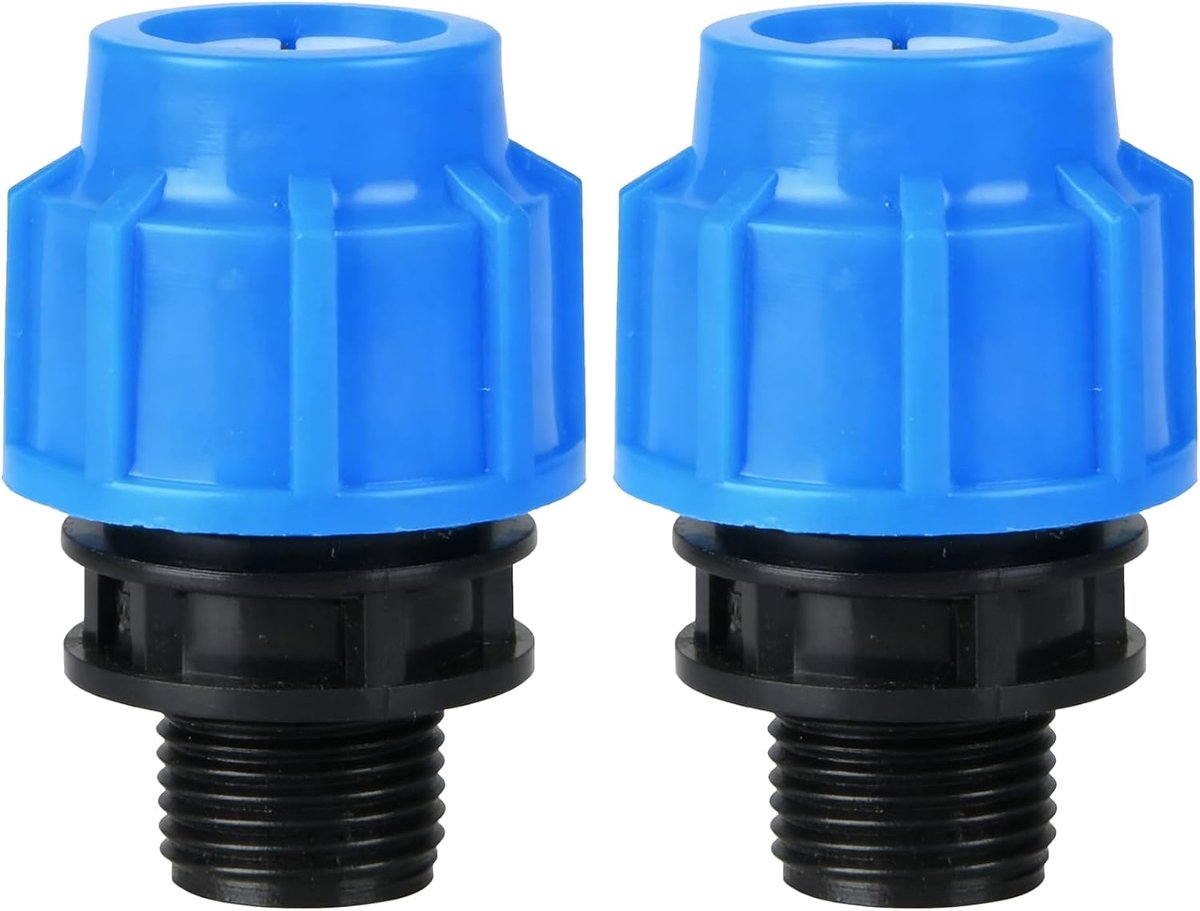 SnelShoppen - 2pcs PP Fittingen Mdpe 32mm x 1 Inch voor PE Slangen met 32mm Klem, Snelle Ontkoppeladapter (Mannelijk Draad)