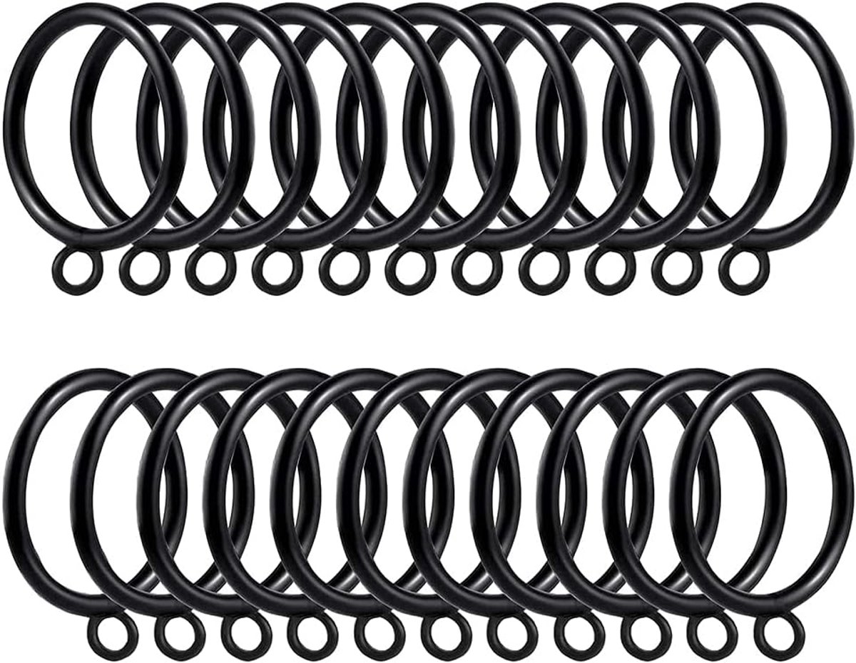 SnelShoppen - Pack van 40 Zwarte Oogjes Gordijnringen 3.5 cm - Sterke Metaal, Roestvrij, Krasbestendig - Perfect voor Gordijnstangen, Woonkamer, Slaap