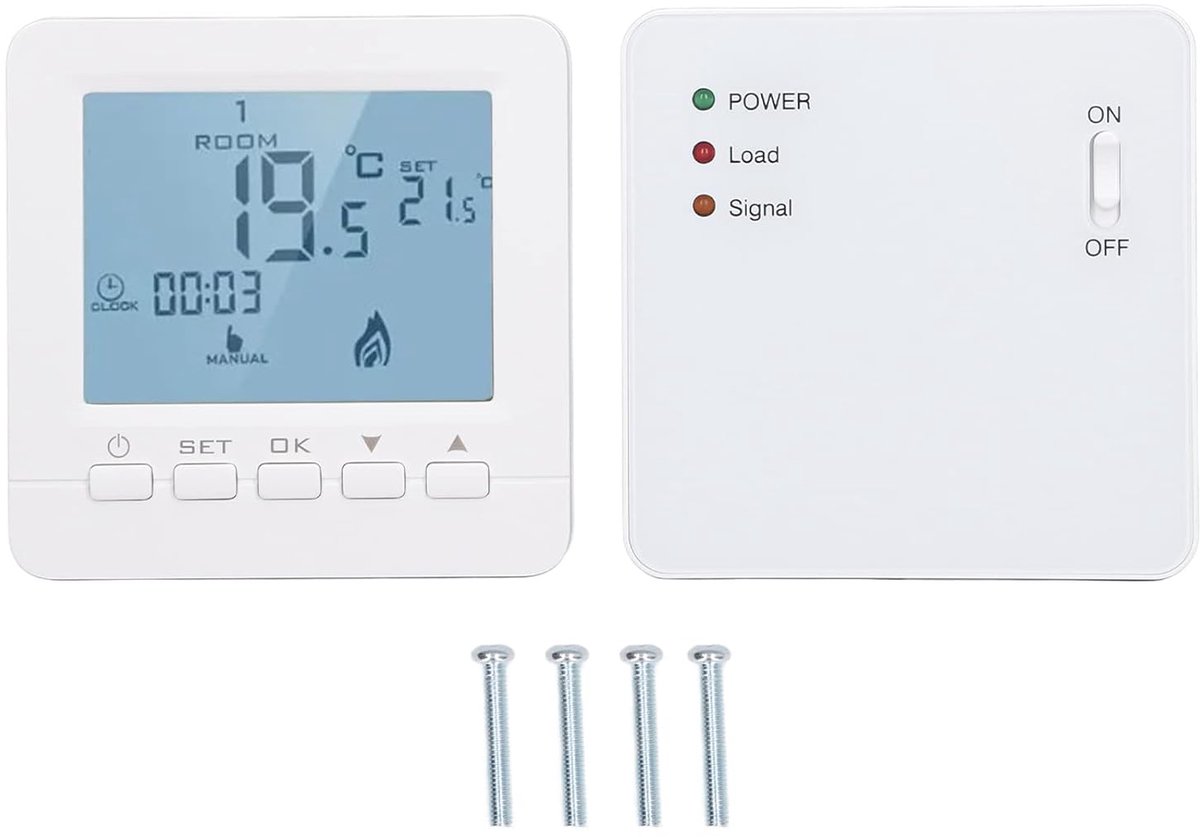 SnelShoppen - RF Draadloze Slimme Programmeerbare Thermostaat voor Elektrische Verwarming AC230V - Ideaal voor Thuis, Hotels, Appartementen, Eenvoudig