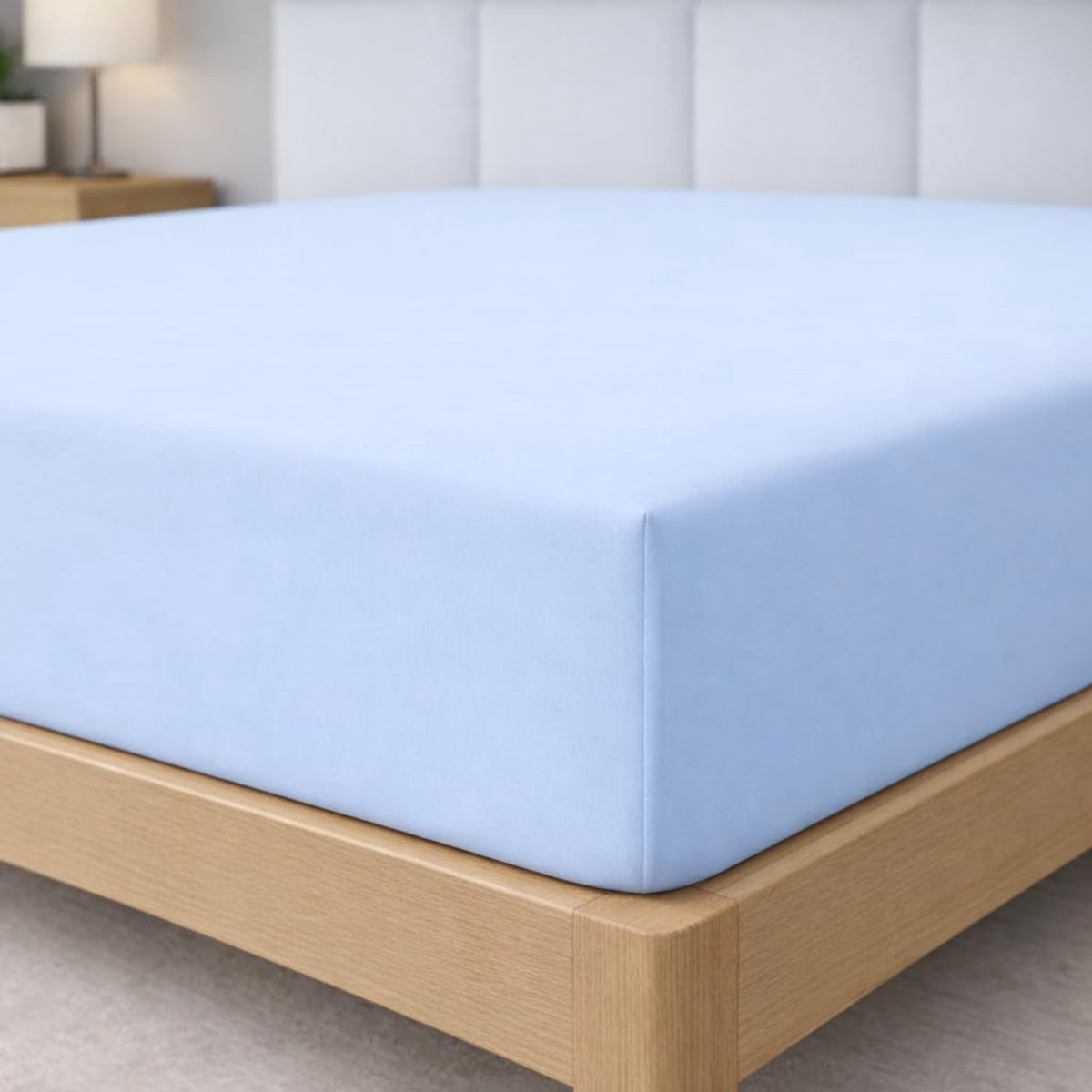 SnelShoppen - Microfleece Hoeslaken 150 x 190 x 33 cm - Hemelsblauw - Ademend en Kreukvrij - Perfect voor Bedden en Logeerkamers