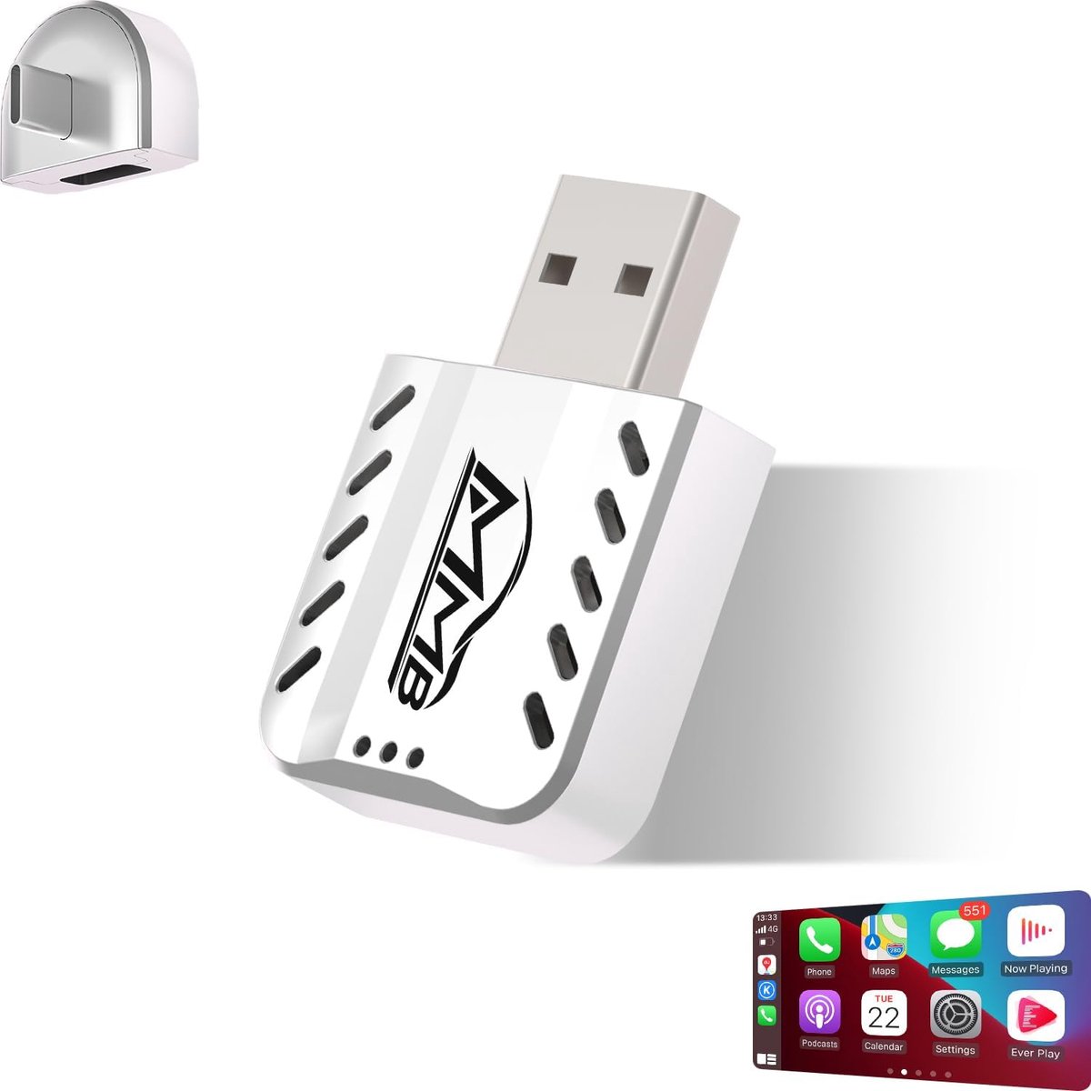 SnelShoppen - MMB CarPlay Wireless Adapter - 2025 Upgrade Dongle voor iPhone - Converteert Wired naar Wireless - Plug and Play USB C/A - Compatibel me
