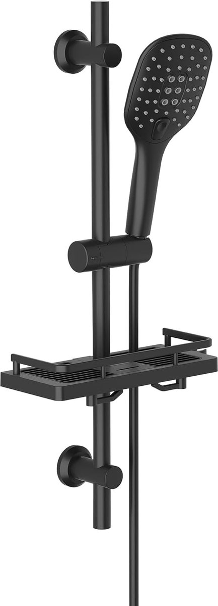SnelShoppen - Black Shower Rail 70cm RVS Douche Set met Handdouche, 3 Jet Instellingen, Doucheplank en Verstelbare Bevestigingsbeugel, Modern en Stijl