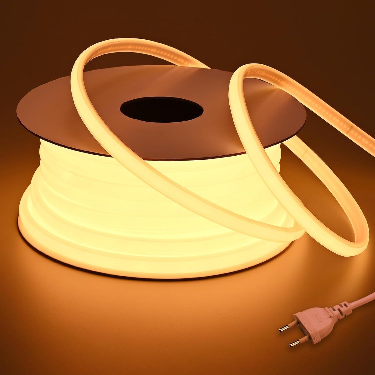 SnelShoppen - COB LED Strip 220V 20M Warm Wit 2700K 288 LEDs/M IP65 Waterdicht 800LM/M Moodverlichting voor Tuin, Slaapkamer en Woonkamer met Bevestig