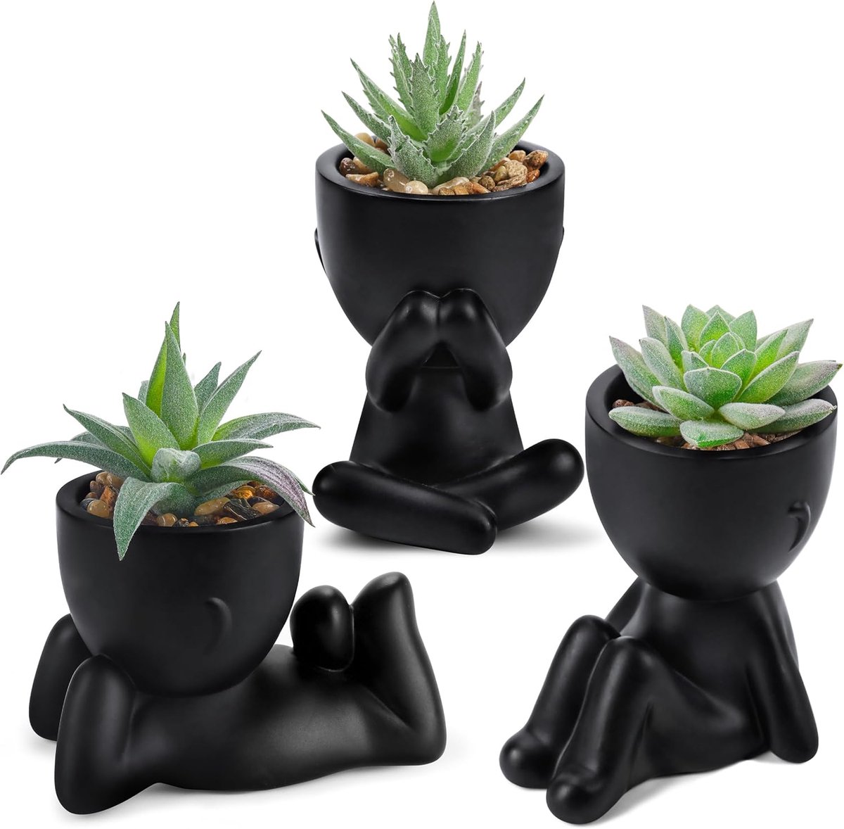 SnelShoppen - 3Pcs Nepplantjes Kunstplanten Succulenten voor Zwart Badkamer Slaapkamer Woonkamer Halloween Decor Aesthetic Binnen