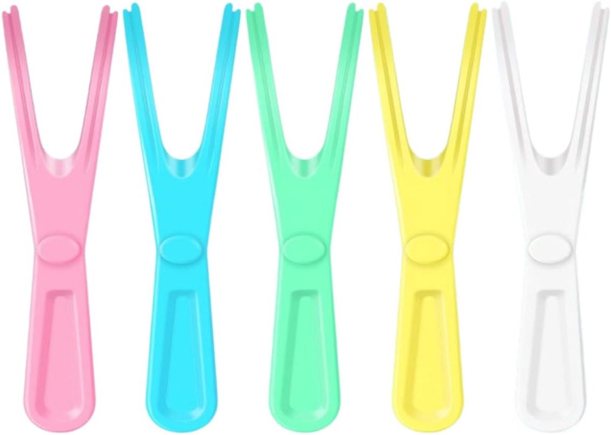 SnelShoppen - 5-Piece Reusable Dental Floss Holder - Flosser Stick voor Mondhygiëne - Plastic Flosser voor Volwassenen en Kinderen - Ideaal voor Thuis