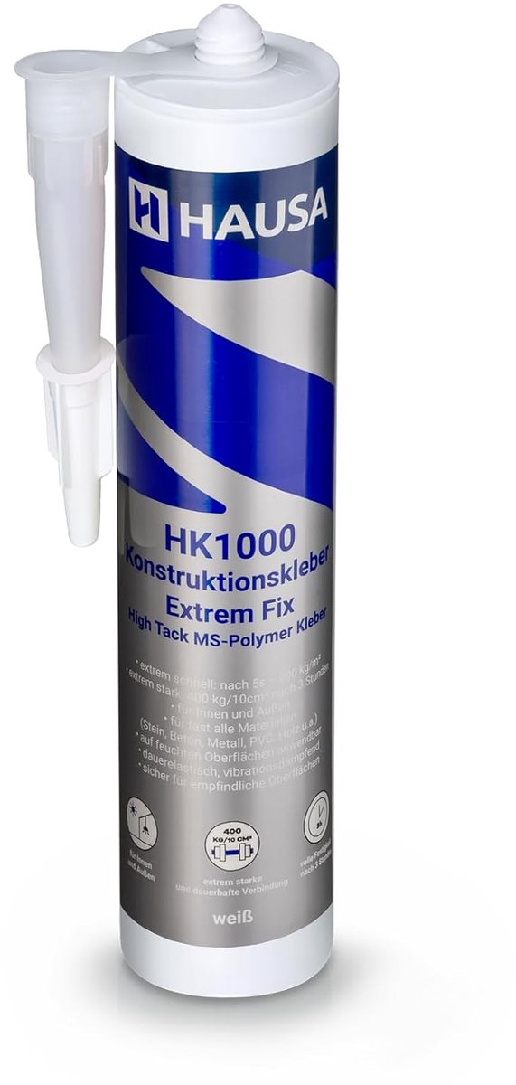 SnelShoppen - Constructie Lijm HK1000 - 290 ml Hybride Montage Lijm - Extra Sterk Voor Binnen & Buiten - Hoge Tack 400 kg/40 cm² - Ideaal Voor Styrofo
