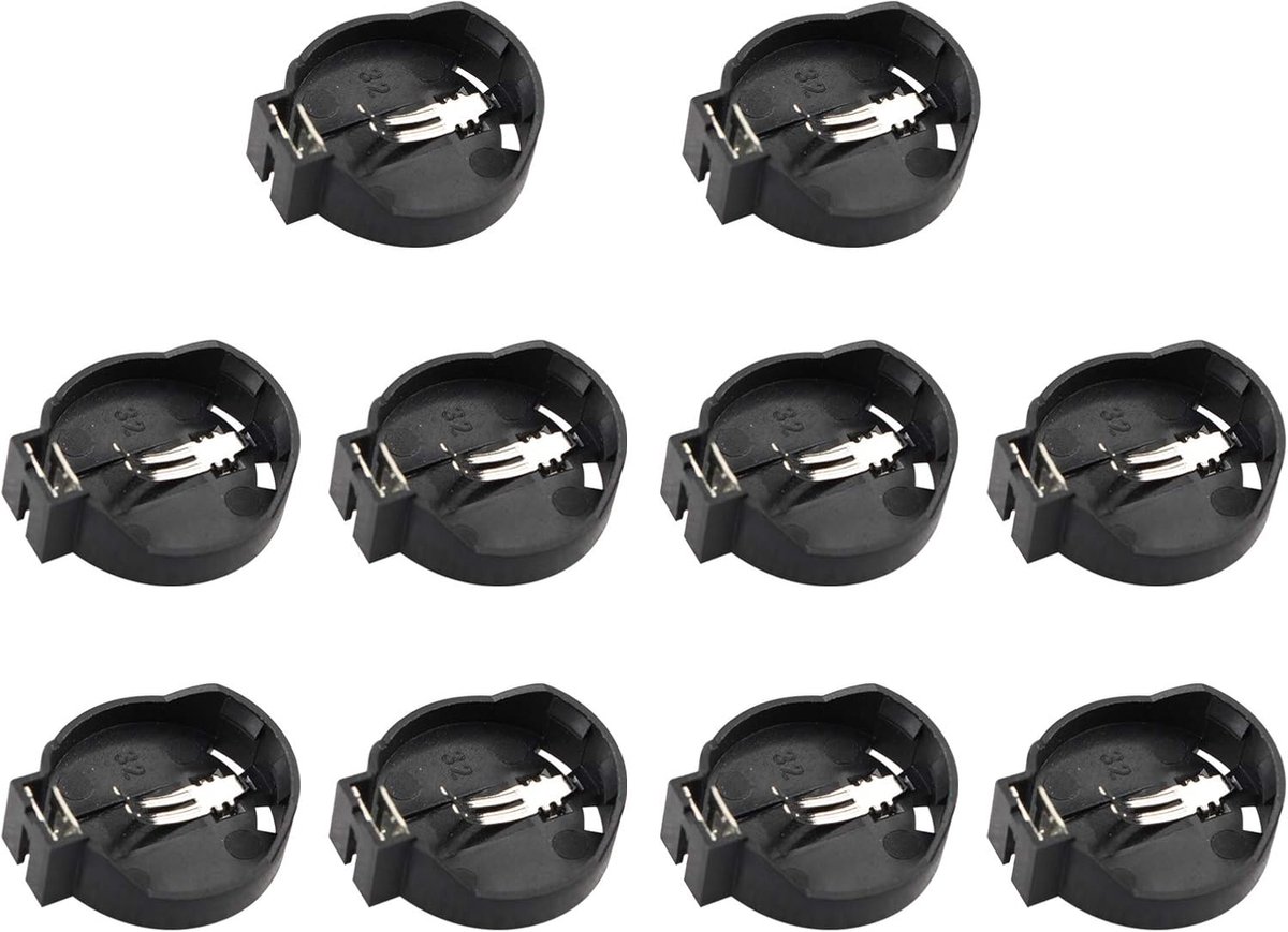 SnelShoppen - 10Pcs Portable CR2032 CR2025 Coin Button Battery Holder Clip Socket Case - 3V Plastic & Metal - Voor Energiezuinig Gebruik, Compact en H