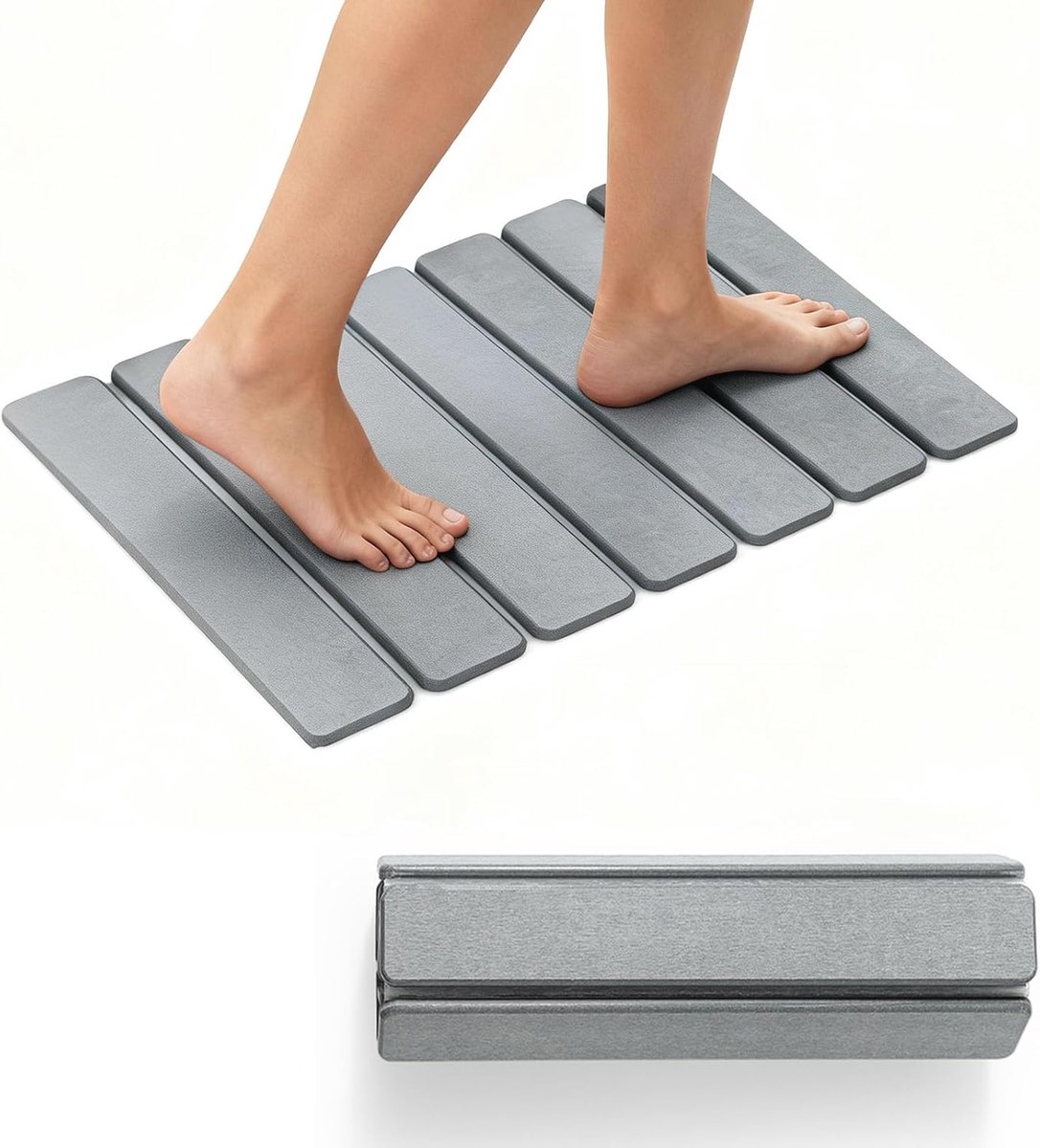 SnelShoppen - Opvouwbare Stenen Badmat van Diatomiet - Super Absorberend & Sneldrogend - Anti-slip Douchemat - Antibacteriële Afdruipmat voor Keuken &