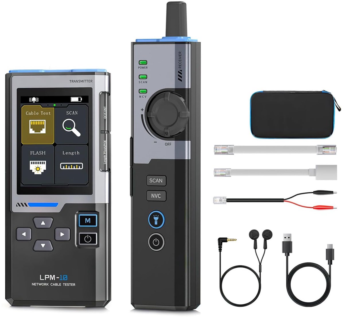 SnelShoppen - Network Tester RJ45, Multifunctionele Kabel Tester met POE Herkenning, Netwerk Snelheid Test, Draadloze NCV Detectie, Ideaal voor Techni