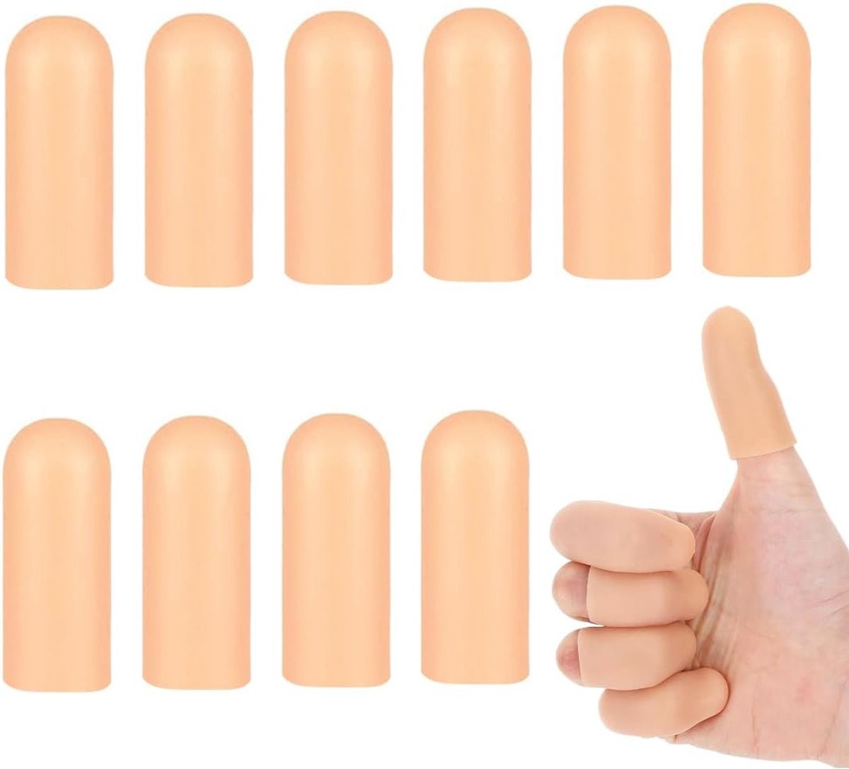 Siliconen Vingerbeschermers - Vingertop Hoezen - Bescherming Handletsel - Herbruikbaar Gelmateriaal - 10 stuks - Beige
