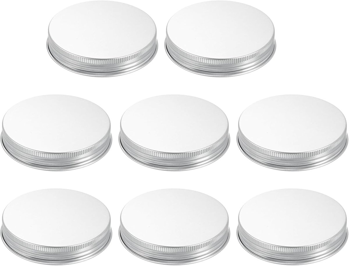 SnelShoppen - Set van 8 Vervangende Deksel voor Mason Jars 68mm - Aluminium, Luchtdicht, Herbruikbaar voor Keuken, Tuin, Feest en Kantoor