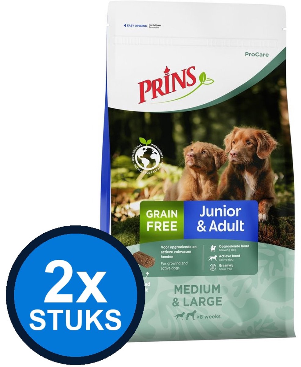 2x Prins - ProCare grainfree junior&adult 3kg - Hondenvoer - 3 kg