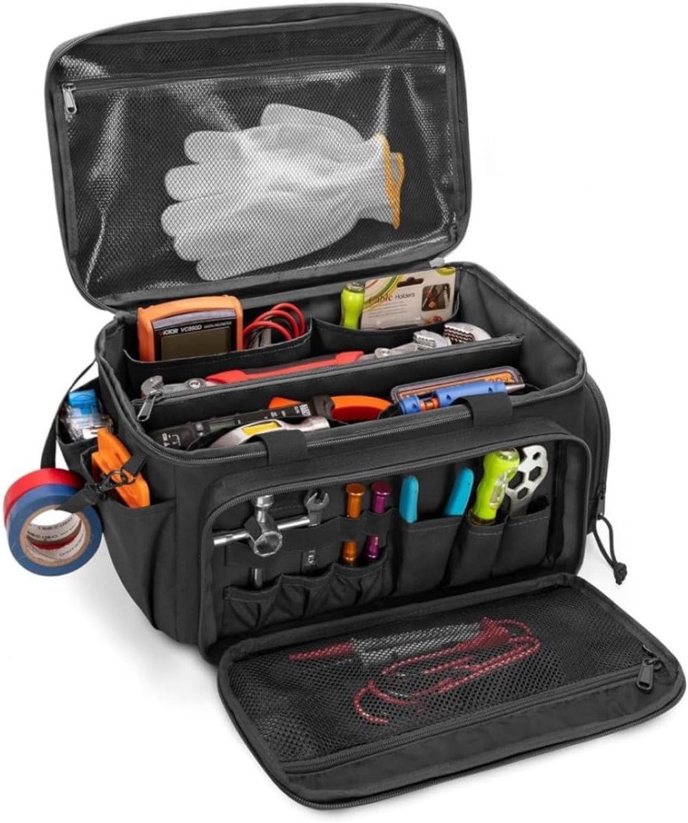 SnelShoppen - Tool Bag Multifunctioneel Organizer, Waterdichte Gereedschapskoffer met 11 Compartimenten, 37x22x20 cm, Duurzaam 600D Polyester, Ideaal
