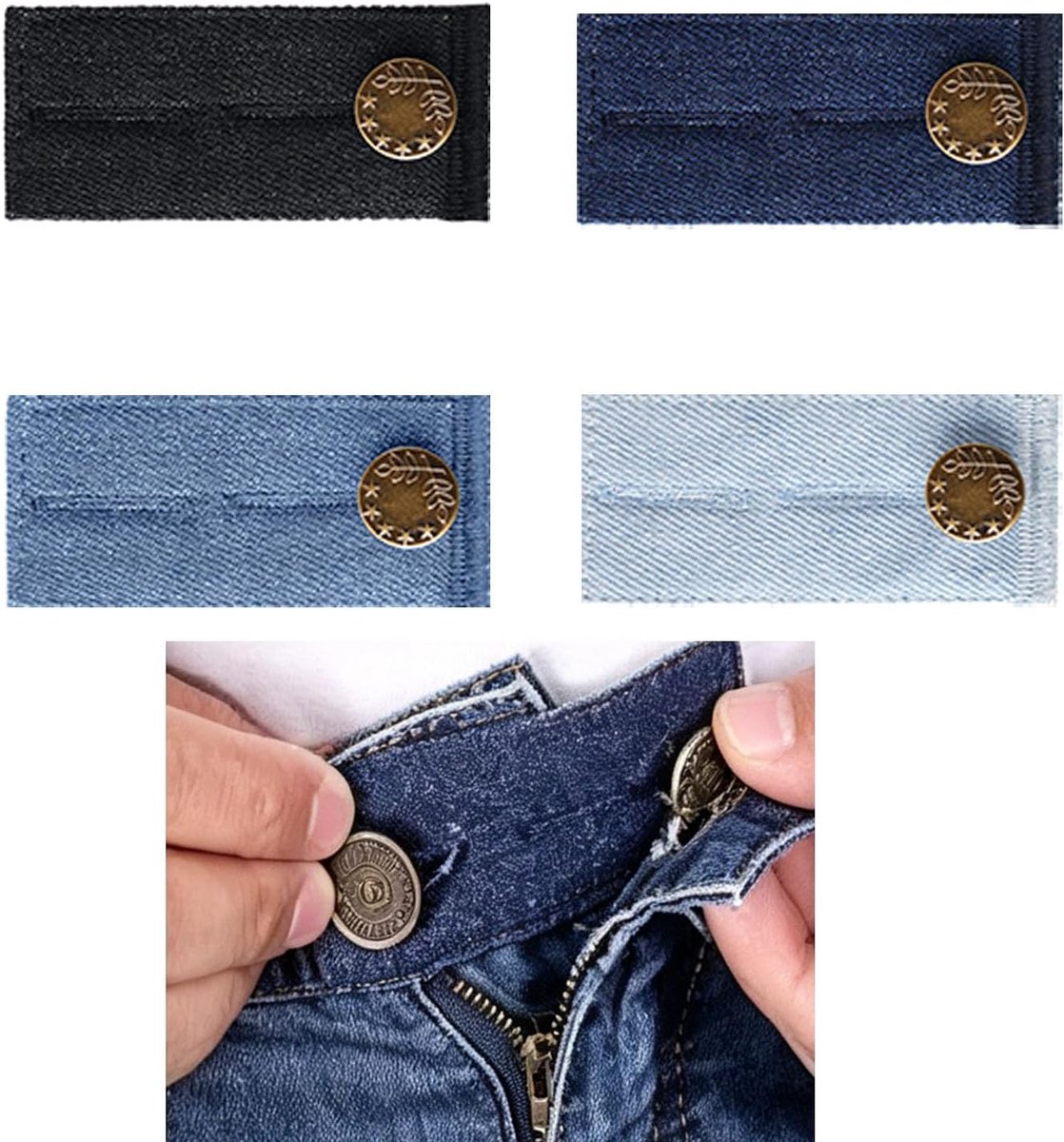 SnelShoppen - 4 stuks Verlengingsknopen voor Broekband - Verstelbare Knoopverlengstukken - Geschikt voor Broeken, Jeans, Rokken en Zwangerschapsbroeke
