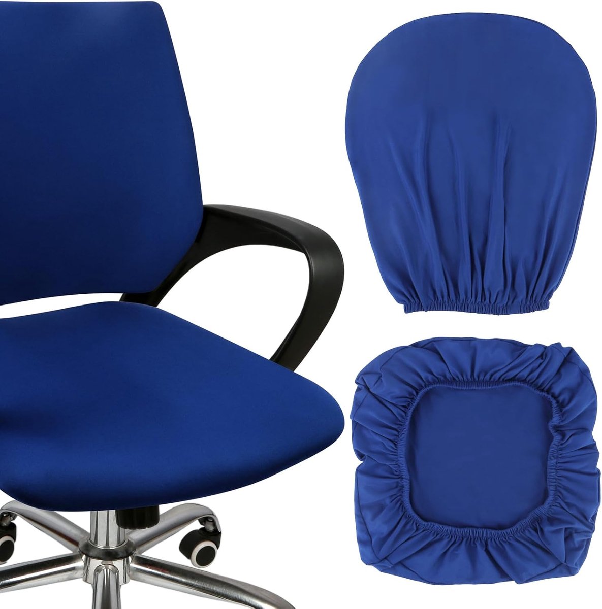 SnelShoppen - Zwarte Kantoorstoel Cover, Wasbare Elastic Kantoorstoel Cover, Geschikt voor de Meeste Kantoorstoelen 38-48cm, Rugleuning en Zitkussen C