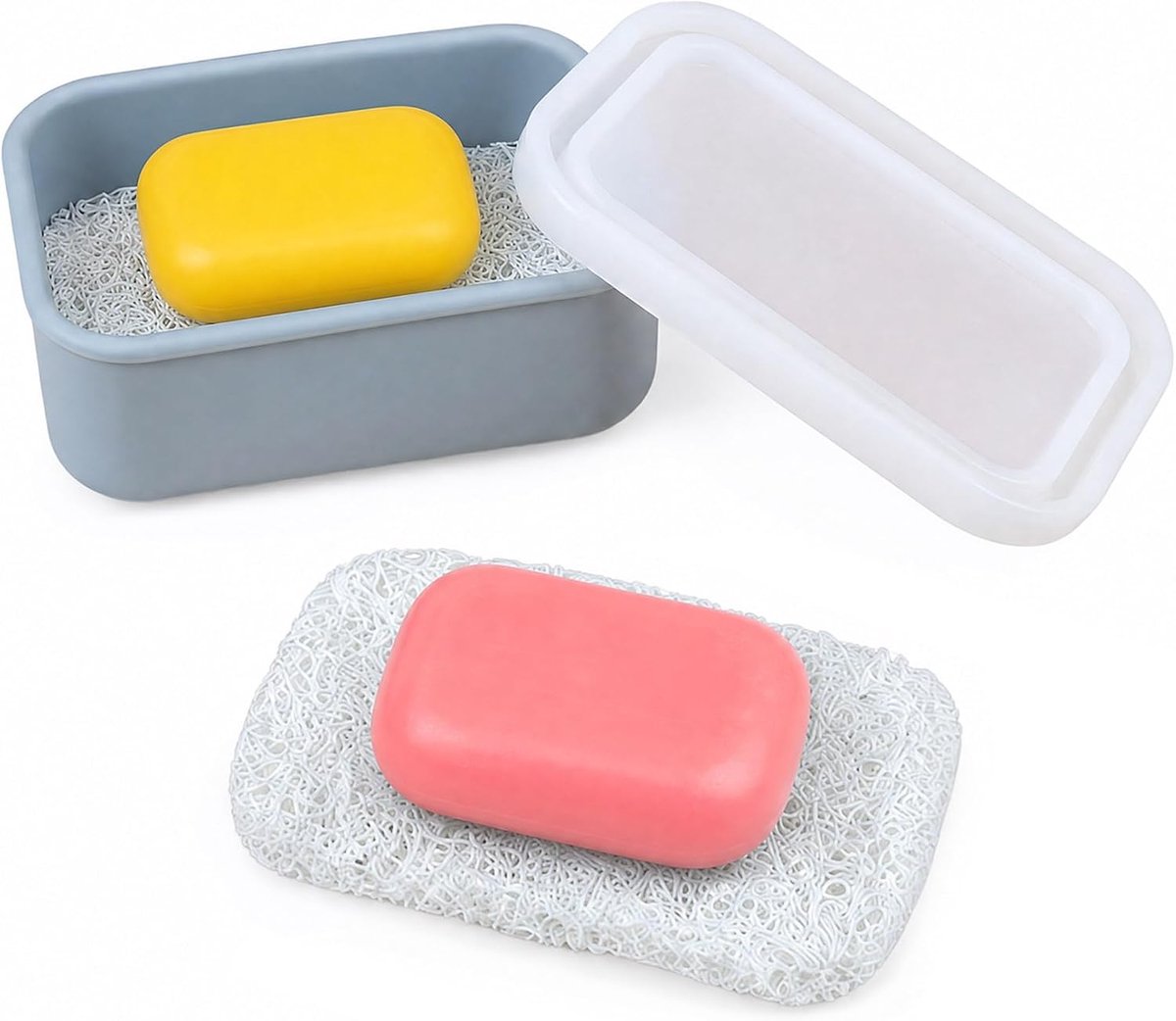 SnelShoppen - 2Pcs Silicone Soap Dish - Levensbestendige, Lekvrije Reissopdoos met Afvoergat - Draagbare Zeepcontainer voor Badkamer, Gym, Campings -