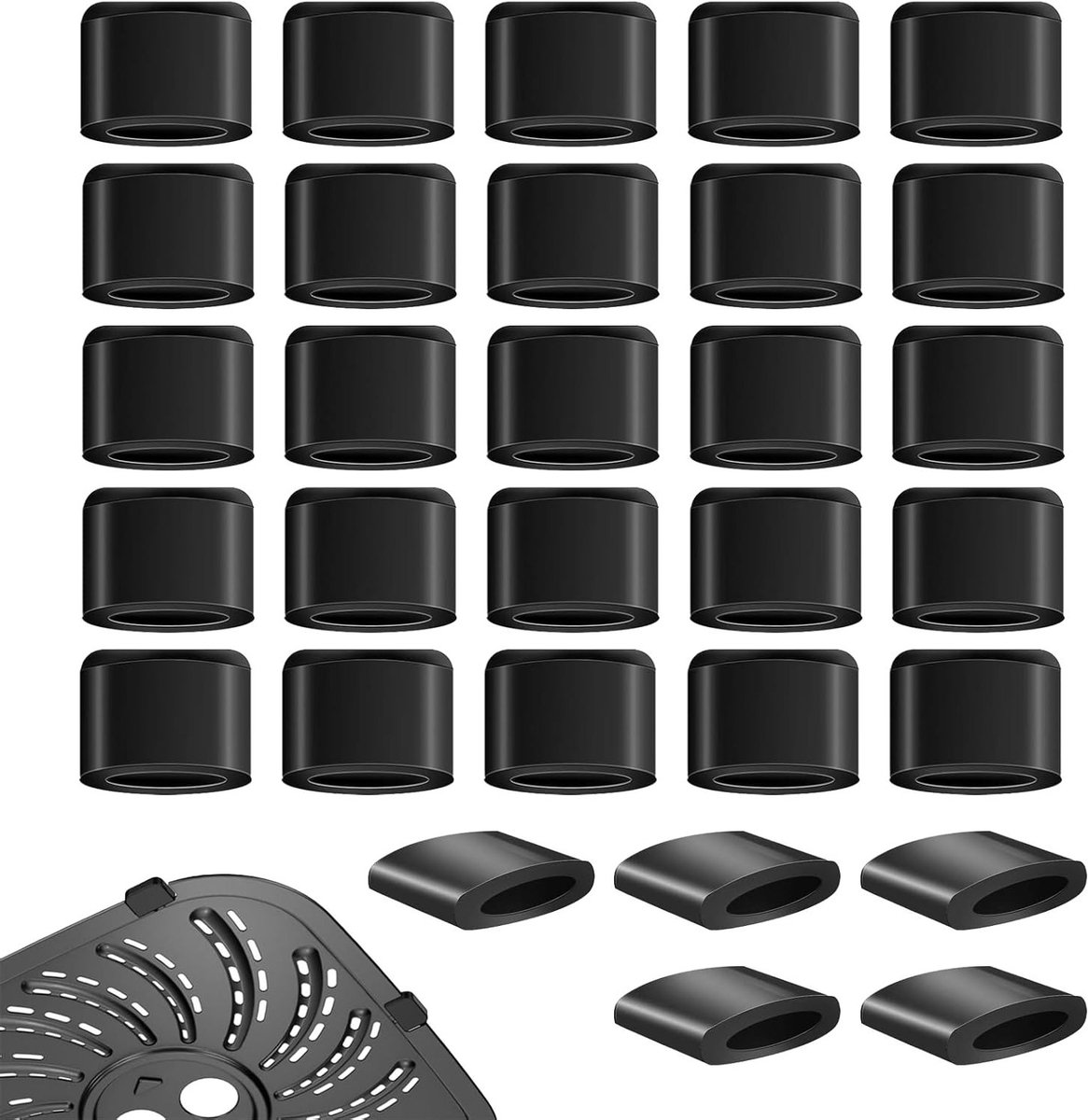 Rubber Buffers voor Airfryer - 30 Stuks Universele Siliconen Beschermhoes Accessoires voor Vet Scheiding en Grillpan Scheidingswand