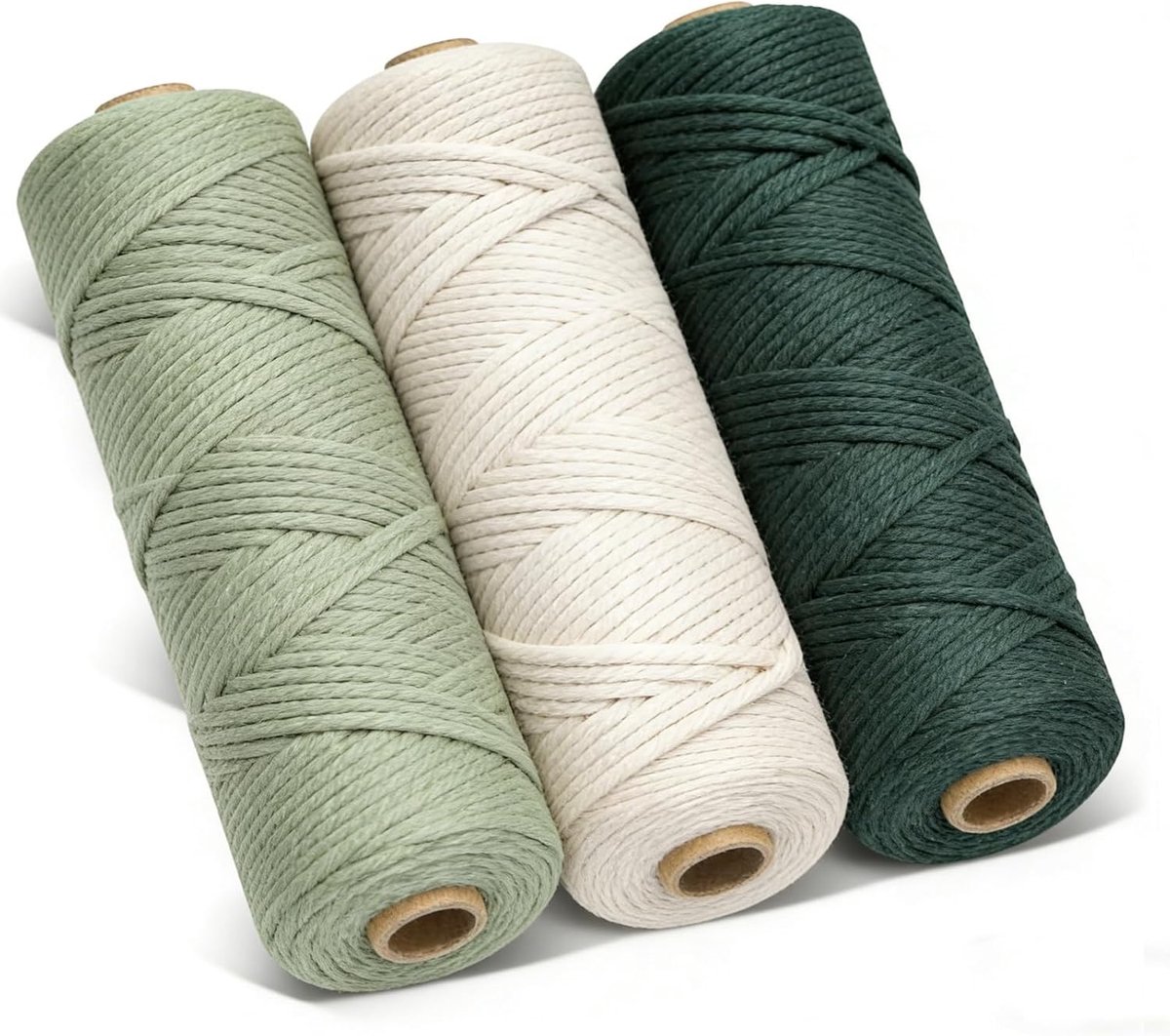 SnelShoppen - Pack of 3 Macrame Touw 3 mm x 100 m - Natuurlijke Katoenen Touw voor Wanddecoratie, Plantenhangers, Handwerken, Knutselen en Breien