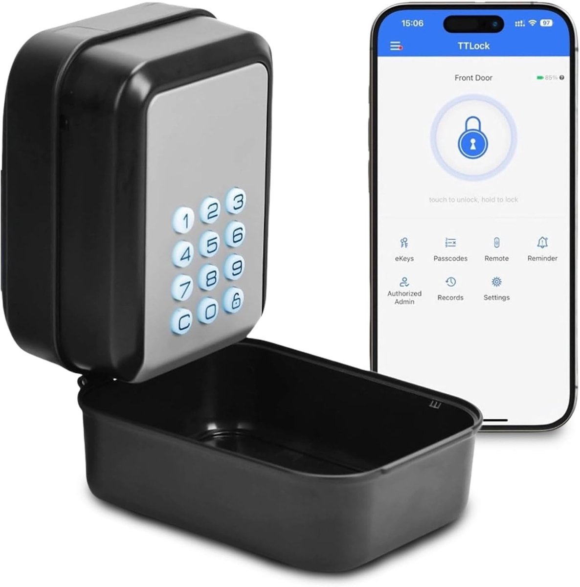 SnelShoppen - Smart Key Box Sleutelkastje Waterdicht voor Buiten | Bluetooth met 6-9 Cijfer Code, Ondersteunt TTLock App en Pin Code, Sleutelkast voor