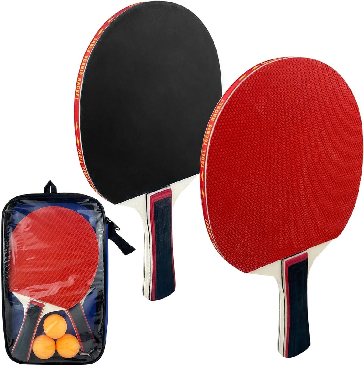 Premium tafeltennisracket set met 2 bats, 3 ballen en draagtas, perfect voor beginners en gezinnen, ideaal voor 2 spelers en recreatief gebruik