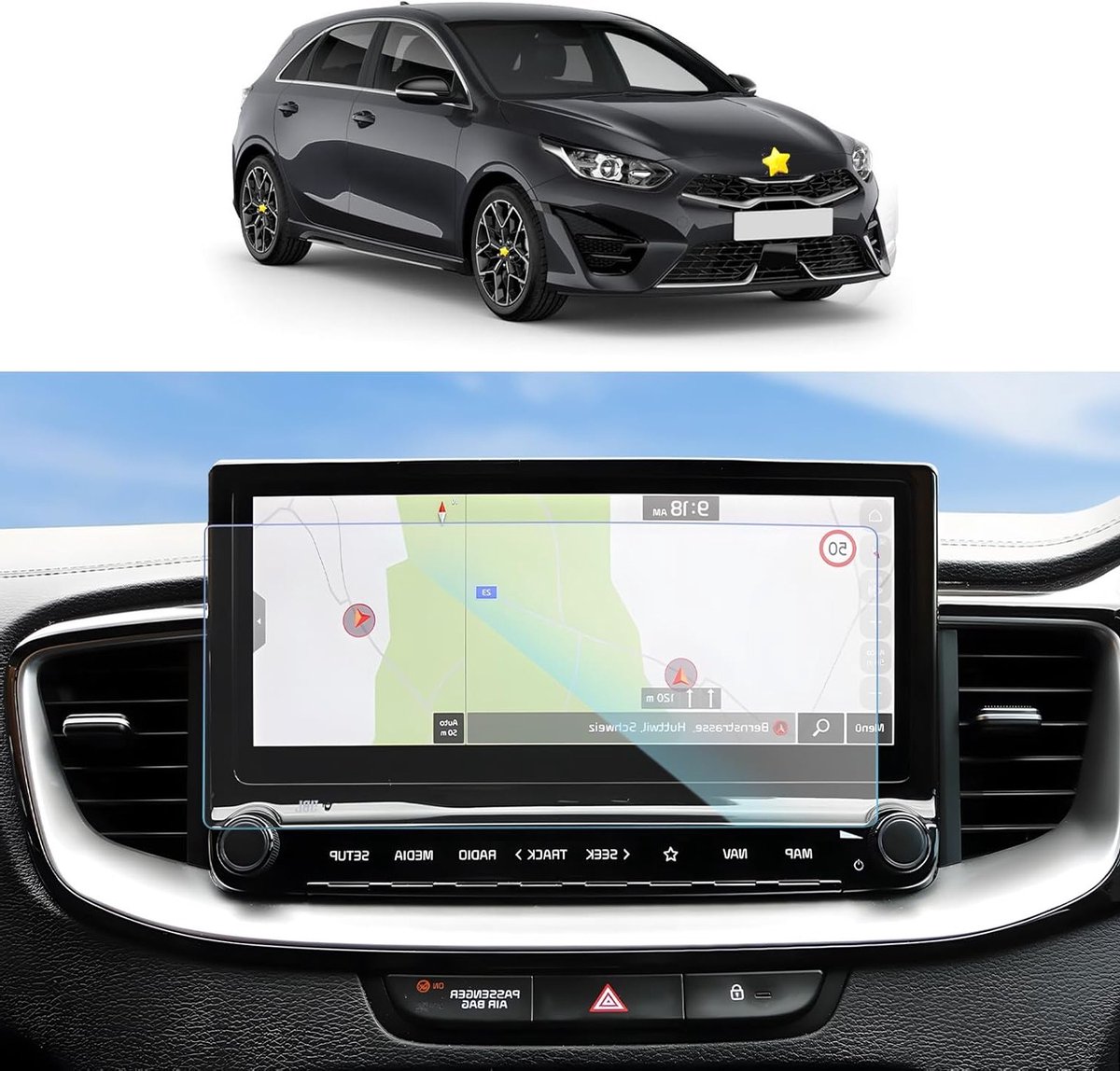 Screen Protector voor Kiα Ceed en Ceed X 2019-2021 - GPS Navigatie, PET Beschermfolie, 10.25 Inch Schermbescherming