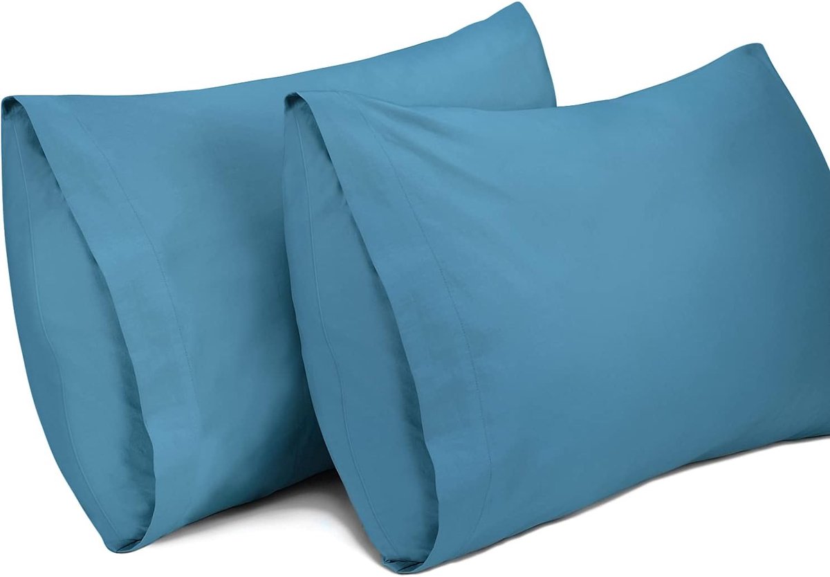 SnelShoppen - 2-Pack Kussenslopen 40x60 cm - 100% Katoen Ademend Hoofdkussenhoes - Blauwe Kleur voor Slapen, Thuis, Camping, en Meer