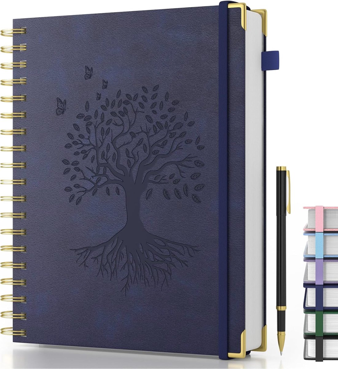 SnelShoppen - B5 Spiral Notebook met Pen - Hardcover Leren Notitieboek - 240 Pagina's - 100gsm Dikte Papier - Gelinieerd Journal voor Werk, School, Re