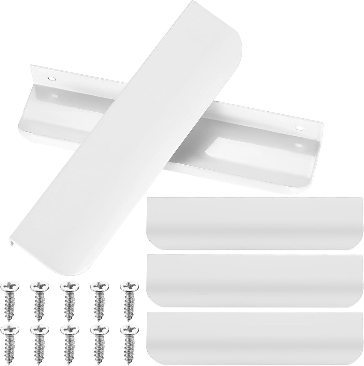 SnelShoppen - 5 Pack Witte Meubelhandgrepen 150mm - Verborgen Keukenhandgrepen van Aluminium Legering voor Kastdeuren en Ladekasten - Inclusief Schroe