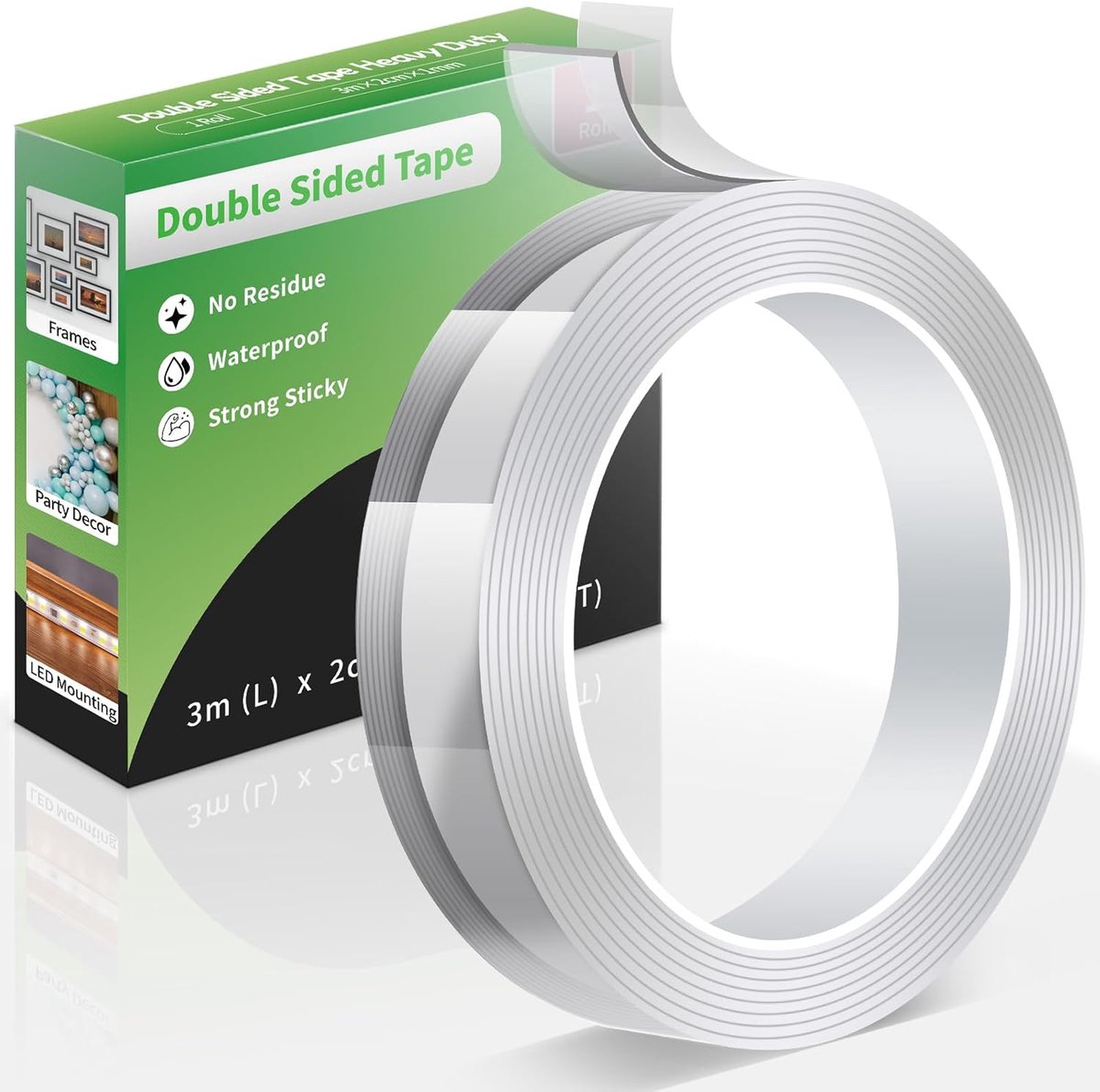 SnelShoppen - Sterke Dubbelzijdige Tape Heavy Duty (3m x 2cm x 1mm) Transparante Nano Plakband, Verwijderbare Hechtband voor Decoraties, Wandbevestigi