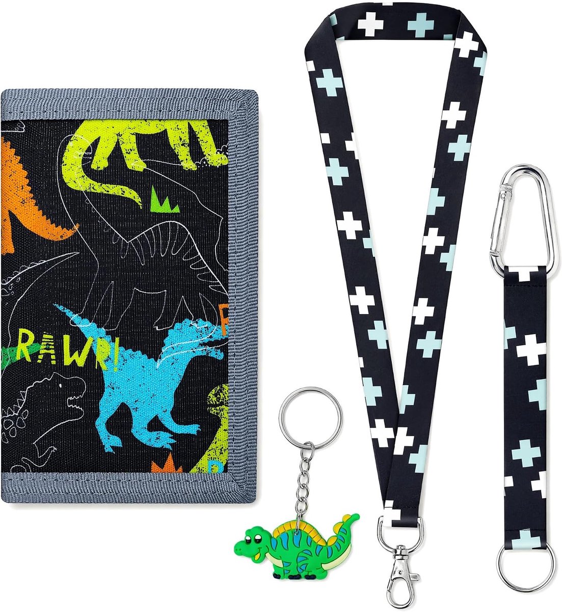SnelShoppen - Kinder Portemonnee Voetbal Design Groen Zwart met Sleutelhanger - Nektasje voor Kinderen - Trendy Accessoires voor Voetbalfans