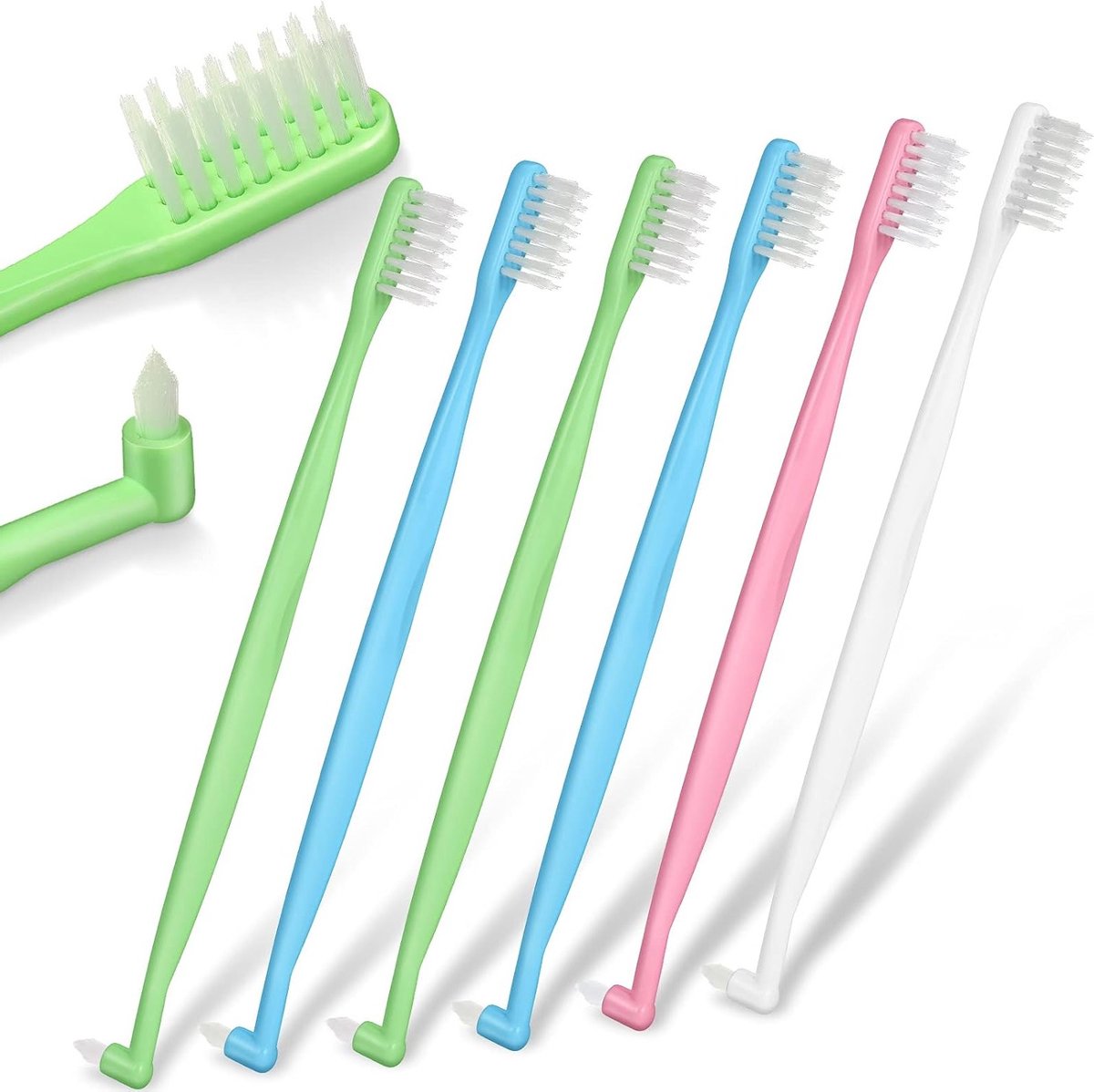6-delige Tufted Tandenborstel Set voor Orthodontische Beugels, Bruggen en Detailreiniging met Zachte Haren en Dubbele Einden