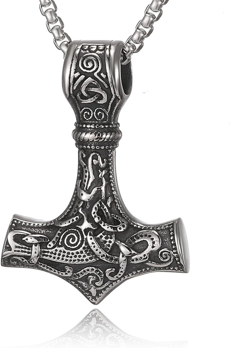 Viking Mjölnir Hammer Ketting voor Heren in Oud Goud, 24 Inch Lange Sieraad met Mythologische Symboliek