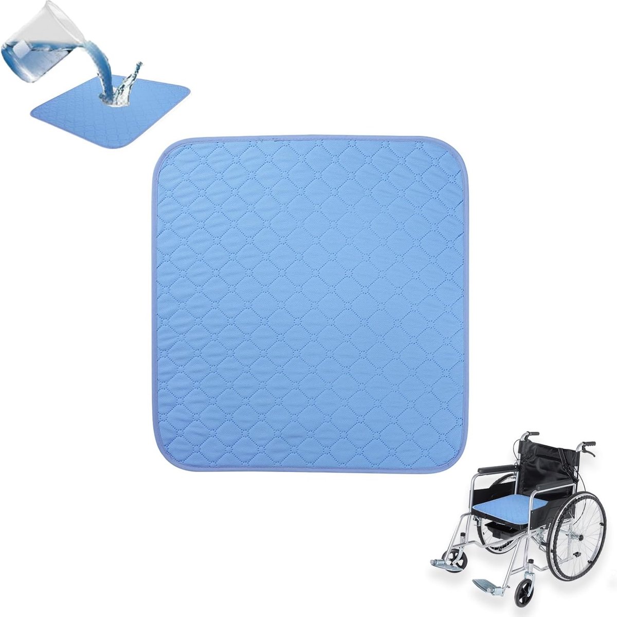 SnelShoppen - Set van 2 Wasbare Incontinentie Pads (51 x 56 cm) - Absorberende en Waterdichte Bed Pad, Antislip Zitkussens voor Rolstoel/Lounger, Herb