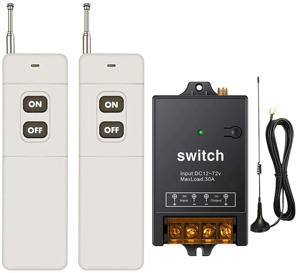 SnelShoppen - Remote Control Switch 1500m, Draadloze RF Schakelaar voor Hoogvermogen Apparaten, 40A Relay voor Waterpomp en Verlichting, AC 220V/230V/