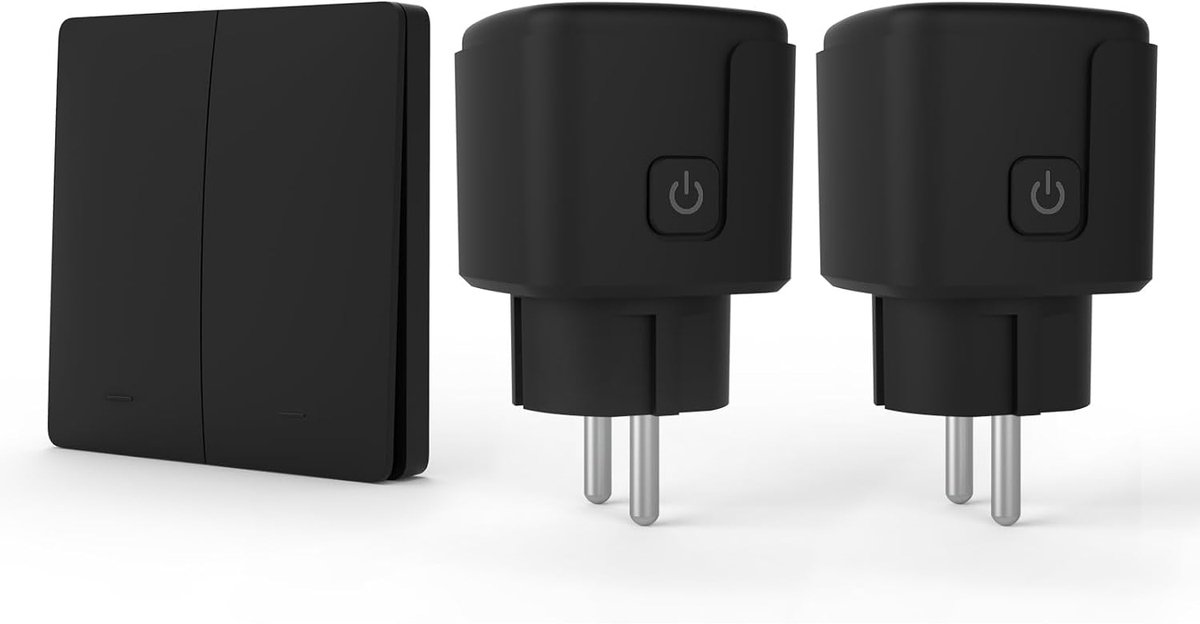 SnelShoppen - Draadloos Stopcontact met Afstandsbediening, 433 MHz Schakelaar voor Lampen en Elektrische Apparaten, 3500 W, Zelfvoorzienend, Zwart, Id