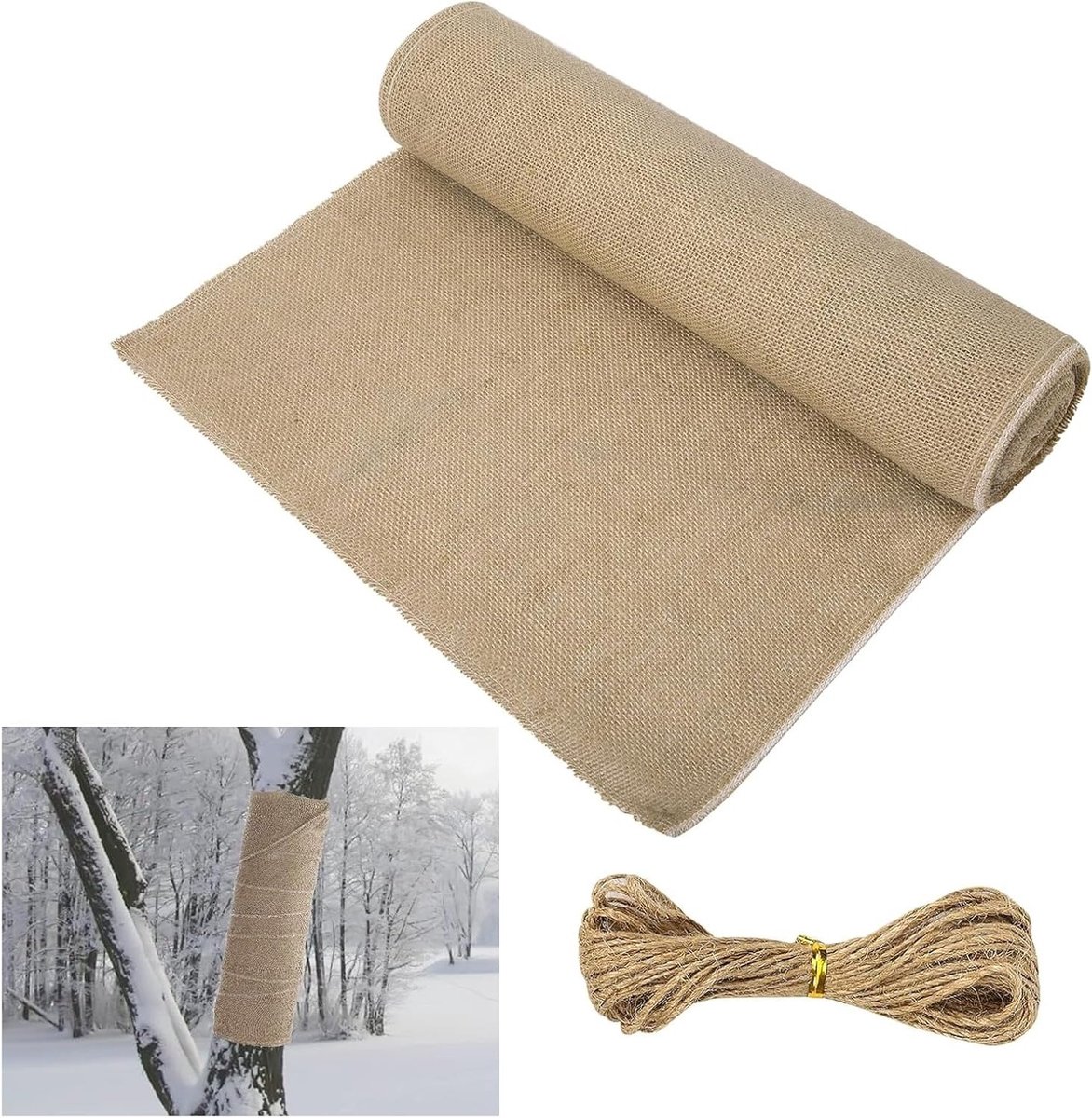 Jute Bescherming voor Planten in de Winter, 6 m x 40 cm, Natuurlijke Isolatie, Bescherming tegen Vorst, Duurzaam en Ademend Materiaal