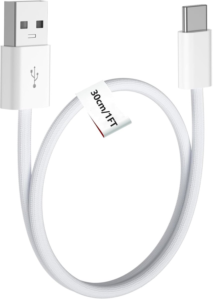 SnelShoppen - Carplay USB C Kabel 30 cm voor iPhone 16/15 Pro Max, 18W, 3A, Geschikt voor Apple CarPlay en Android Auto, Ideaal voor iPad Pro, Galaxy
