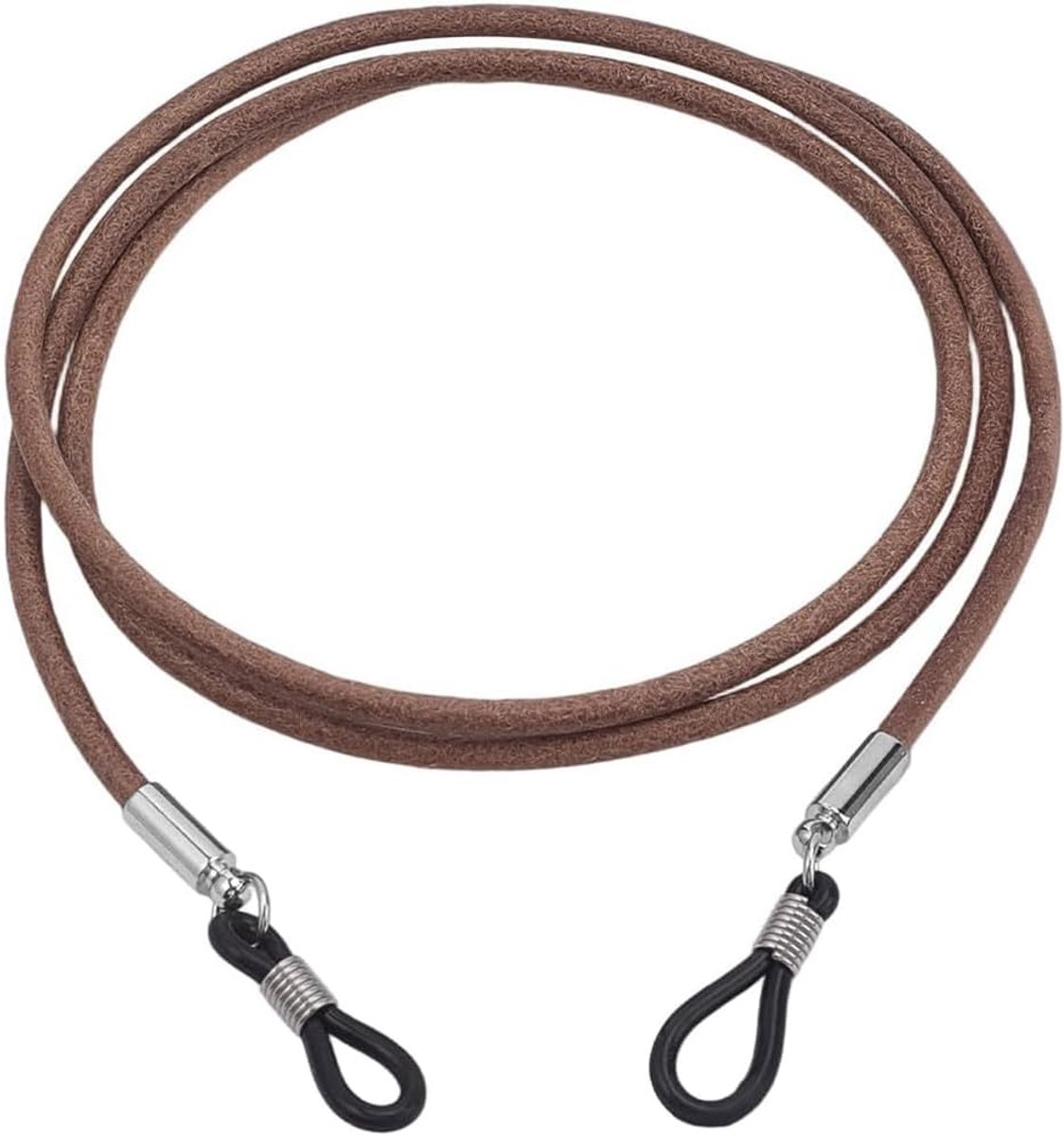SnelShoppen - Cowhide Leren Brillenhouder Met Koord - Universele Eyeglass Cord Voor Zonnebrillen - Lichtbruin - Duurzaam & Stijlvol - 69.5 cm