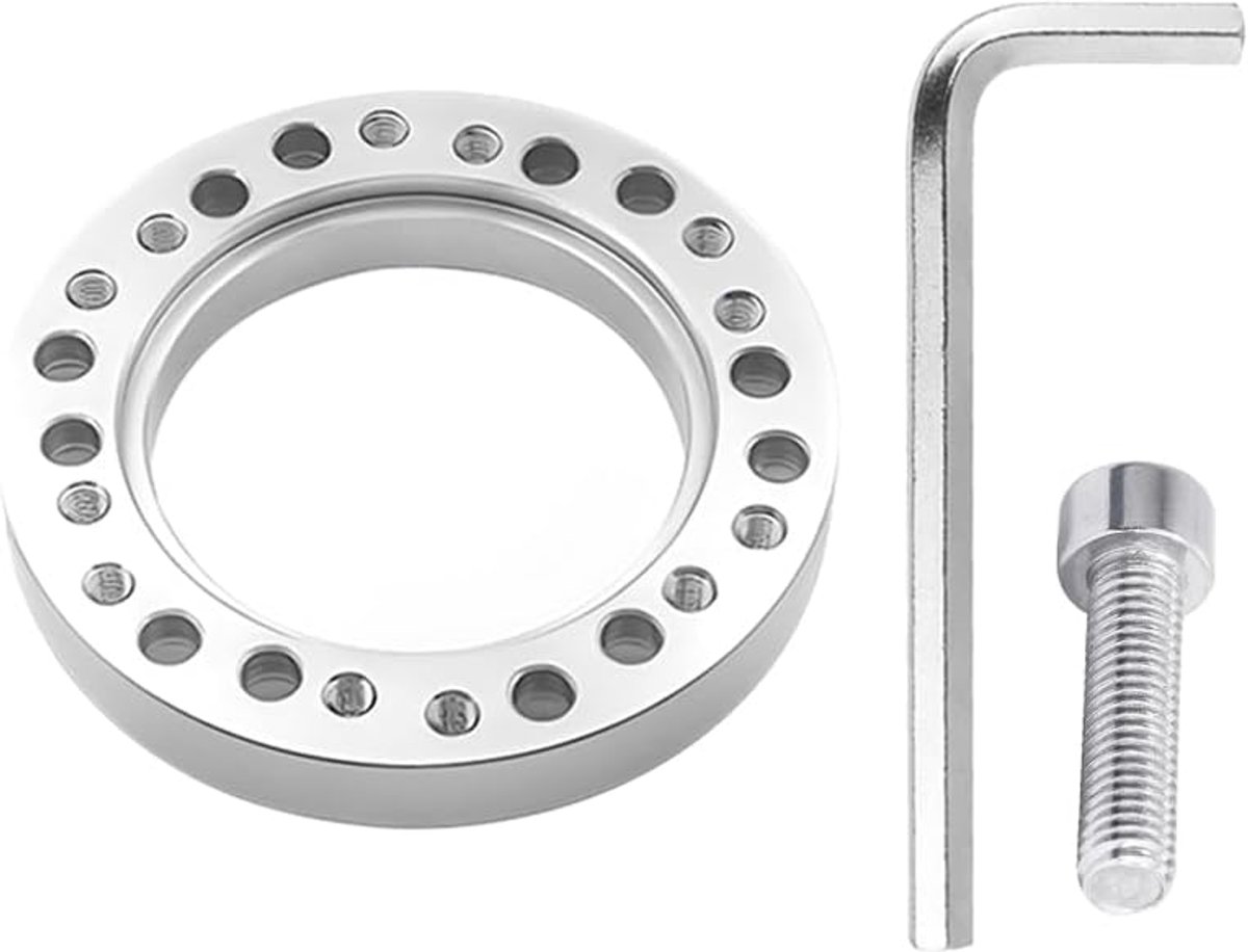 SnelShoppen - Universal Car Steering Hub Adapter - Aluminium Racing Spacer Pad Lift Kits - Stuurwiel Hub Spacer voor Auto - Silver, Duurzaam, Lichtgew