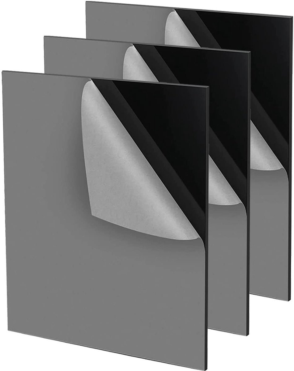 Set van 3 Zwarte Acrylaatplaten 21 x 29,7 cm voor DIY Projecten, Schilderen en Creatieve Klussen - 2mm Dikte