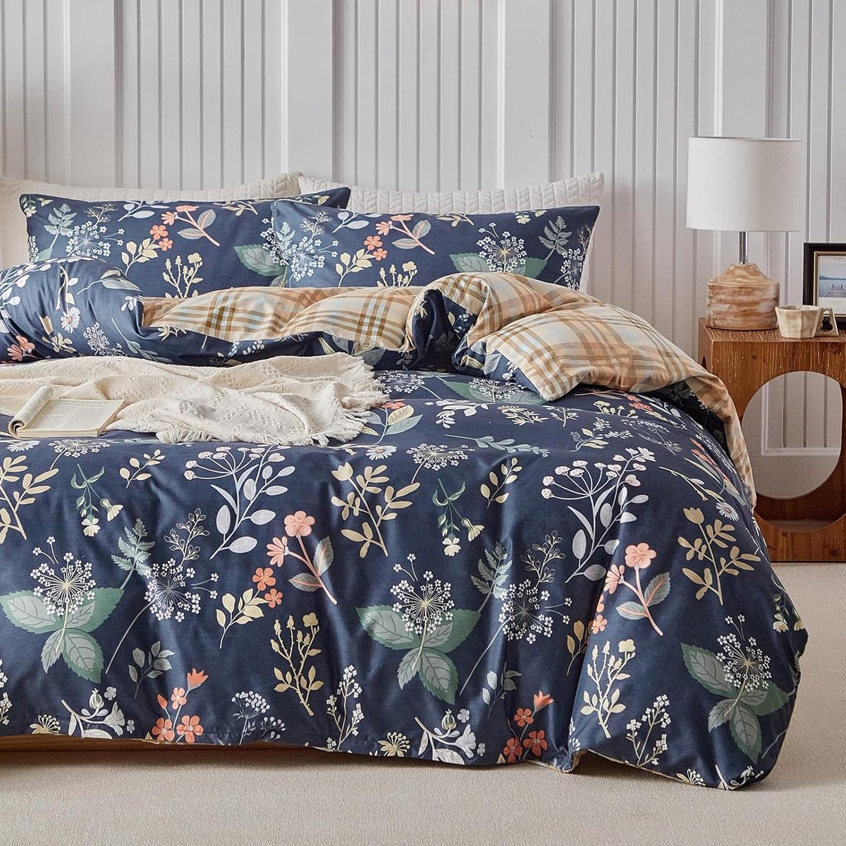 SnelShoppen - Bedding 240x220 Microfiber Floral Duvet Cover Set, Ademend Blauw, Inclusief 2 Kussenslopen 50x75 cm, Ideaal voor Slaapkamer Decoratie