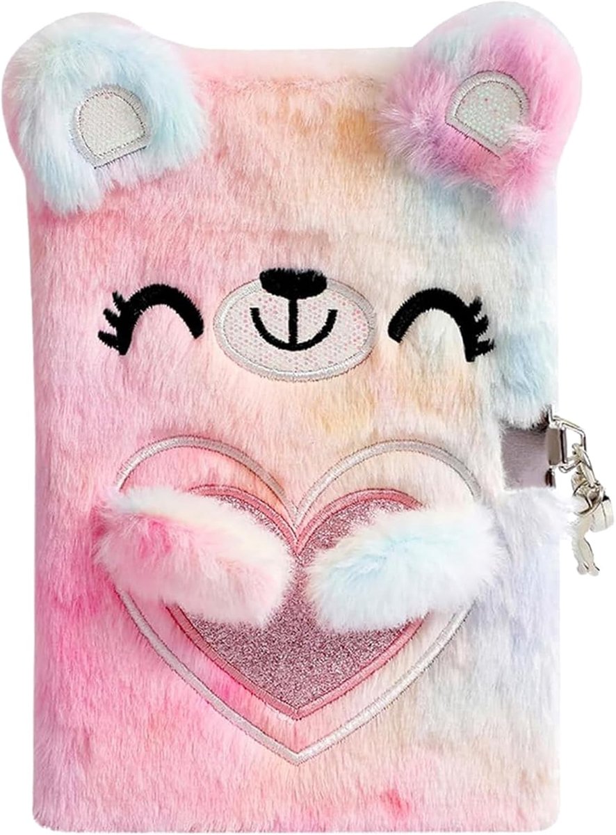 SnelShoppen - Plush Dagboek voor Meisjes met Slot - A5, 160 Pagina's, Notitieboek voor Kinderen, Zacht Pluche Journal voor Schrijven en Tekenen