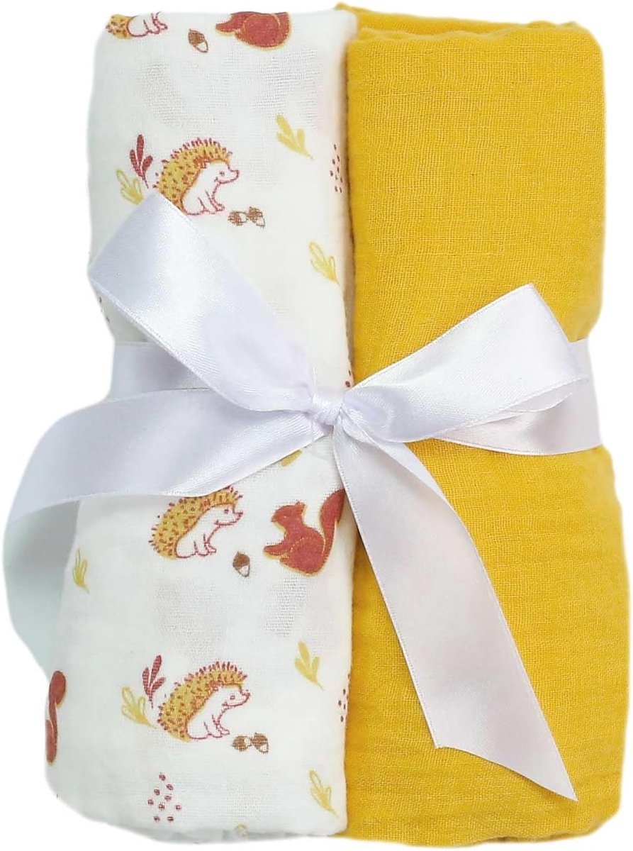 SnelShoppen - Set van 2 100% Katoen Chiffon Luiers - 70x70cm - Lichtgewicht, Veelzijdig Gebruik, Perfect voor Cuddle en Verschoonmomenten, Bos Motief